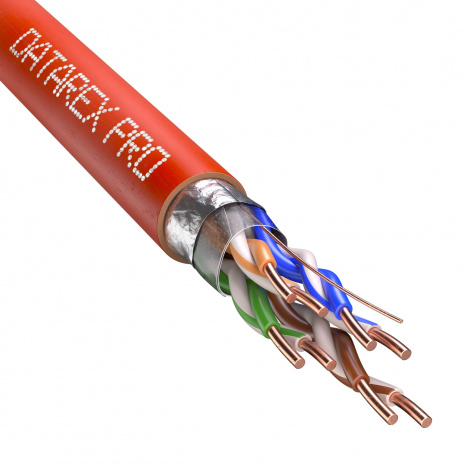 Кабель DATAREX PRO кат.5е, 4 пары F/UTP, жила 0,52, нг(А)-HF, красный, катушка 305м.