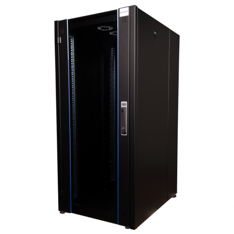 Шкаф напольный, телекоммуникационный 19", 36U 600х1000, передняя дверь стекло, задняя стенка сплошная, металл, черный